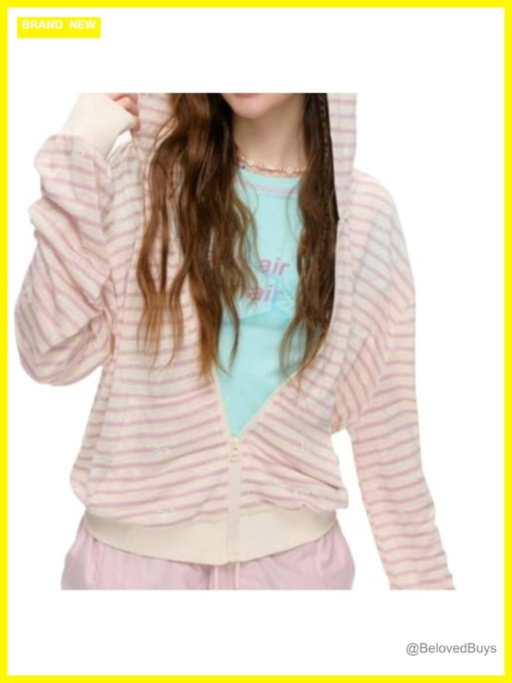 Striped Zip Up Hoodie Kawaii Y2K Streetwear Long Sleeve Sweatshirt